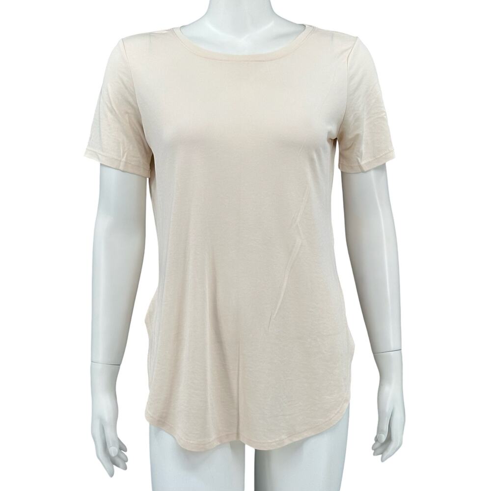 Zyia Top Womens Small Blush Pink Perfect‎ Slit Swoop Tee Sheer Hi Lo Activewear